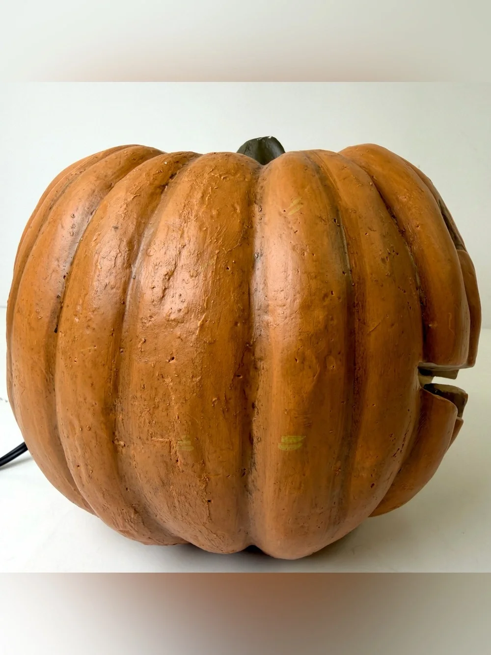 Vintage Lighted Jack O Lantern Pumpkin Hand Painted Primitive Halloween Decor 7”